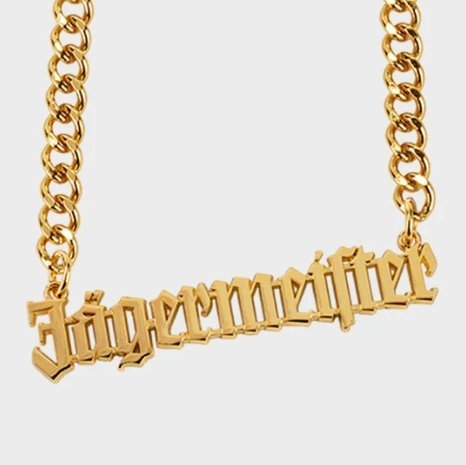 JAGERMEISTER Naszyjnik Łańcuch Łańcuszek złoty DUŻY NAPIS UNIKAT PREZENT