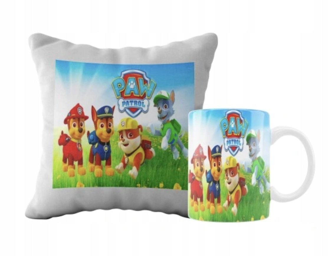 ZESTAW PODUSZKA + KUBEK Prezent psi patrol paw patrol pieski + IMIĘ 35