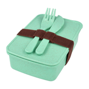 Zdrowa żywność - LunchBox ze sztućcami Zielony 16 x 11 x 5cm - miniaturka - grafika 1