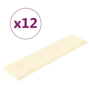 vidaXL Panele ścienne, 12 szt., kremowe, 60x15 cm, sztuczna skóra 343982 - Panele ścienne i boazeria - miniaturka - grafika 3
