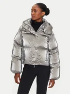 Kurtki damskie - Elisabetta Franchi Kurtka zimowa PI-77D-46E2-V570 Srebrny Regular Fit - miniaturka - grafika 1