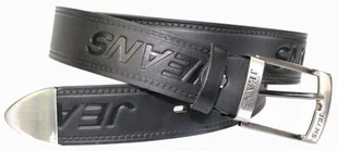 Pasek Skórzany PAS-MAX (PL) Tłoczony Napis "JEANS" Skóra Licowa EXTRA 40 mm Czarny - Paski - miniaturka - grafika 4