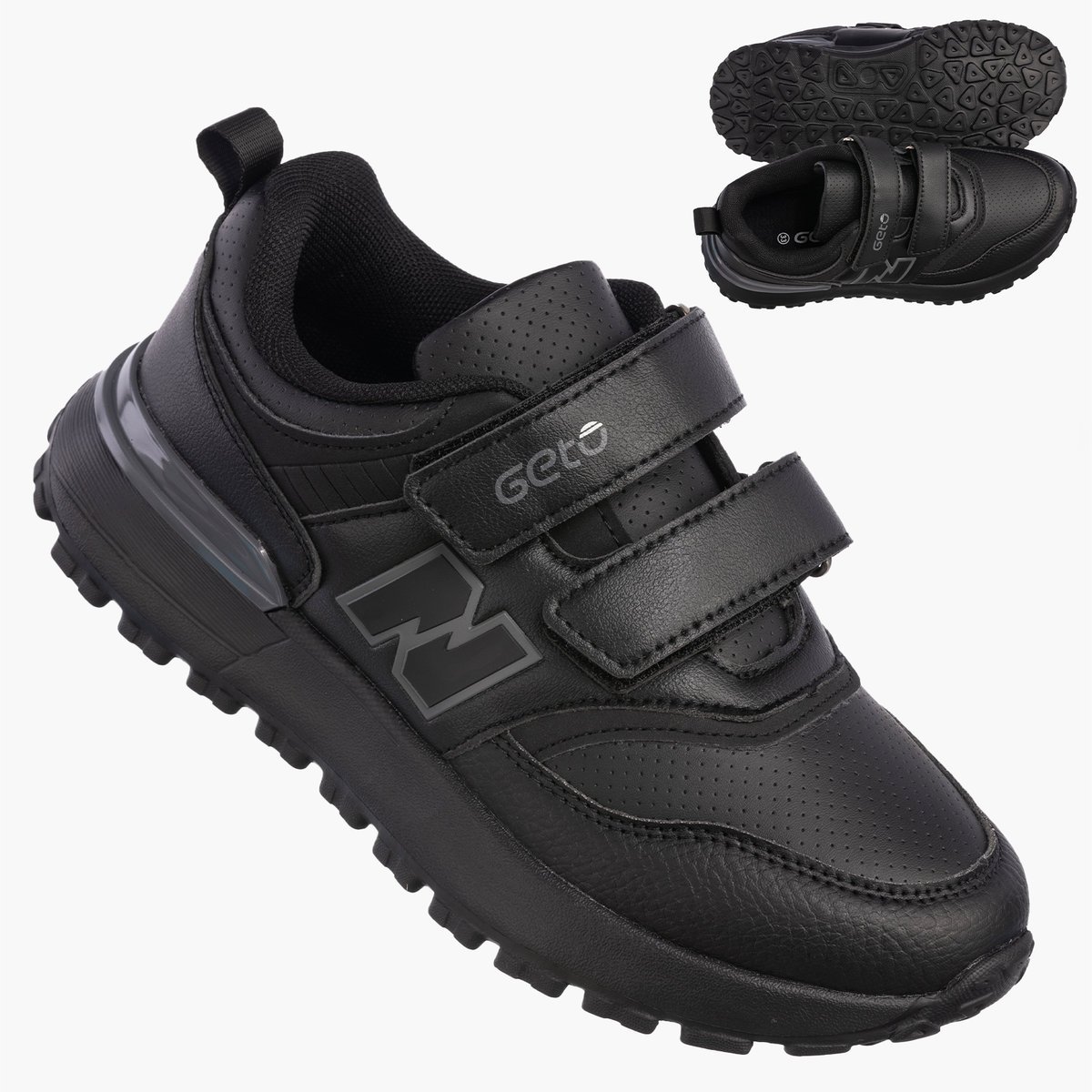 Buty Chłopięce Sneakersy Czarne Na Rzepy Sportowe Eko Skóra A-525 / A-523 BLACK Czarny 34