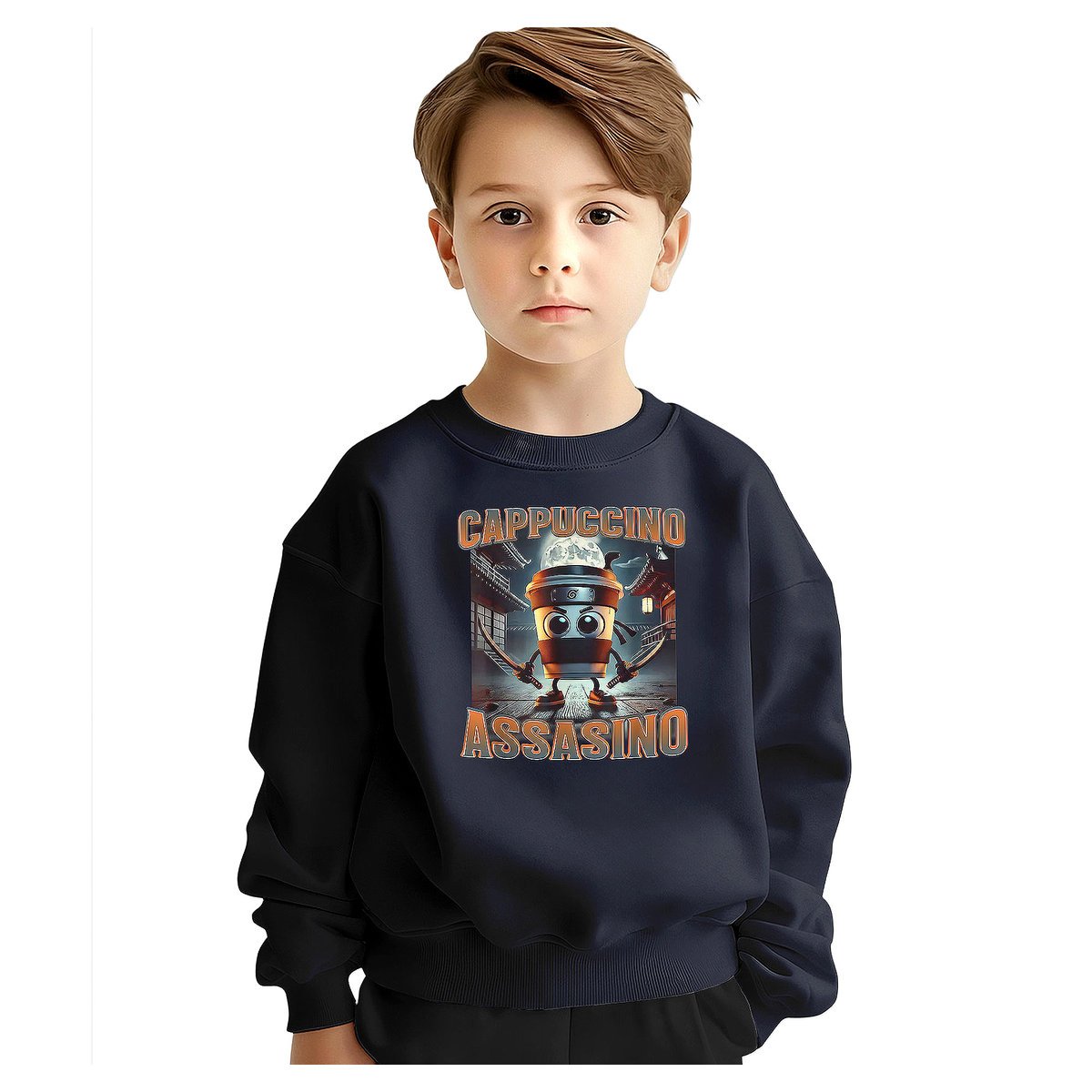 BLUZA DZIECIĘCA BRAINROT CAPPUCCINO ASSASSINO 122-128 DLA CHŁOPCA