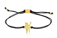 Bransoletki - Bransoletka z kotem rosyjskim złotym na sznurku - miniaturka - grafika 1