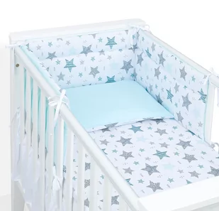 MAMO-TATO 3-el dwustronna pościel dla niemowląt 90x120 do łóżeczka 60x120 - Starmix turkus / turkus - Pościel dla dzieci - miniaturka - grafika 1