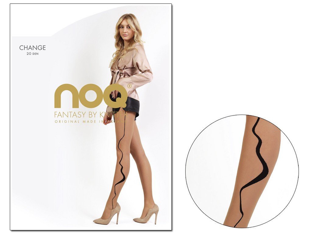 Gładkie rajstopy z wzorem z boku 2 Naturel