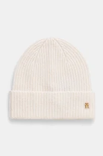 Tommy Hilfiger czapka kaszmirowa kolor beżowy wełniana AW0AW16623 - Czapki damskie - miniaturka - grafika 1