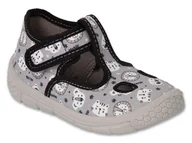 Buty dla chłopców - Kapcie dziecięce domowe chłopięce na rzepy szare Befado 630P012-25 - miniaturka - grafika 1