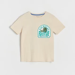 Koszulki dla chłopców - Reserved - T-shirt oversize Minecraft - Kremowy - grafika 1