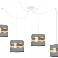 Lampy sufitowe - Lampa sufitowa wisząca Spider Elegance Gold boho 4xE27 abażur walec biało/szary Light Home LH - miniaturka - grafika 1