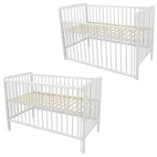 Łóżeczka i kojce - Łóżeczko dziecięce 120x60 Marcin 3 opuszczany bok sosnowe białe norma UE - miniaturka - grafika 1