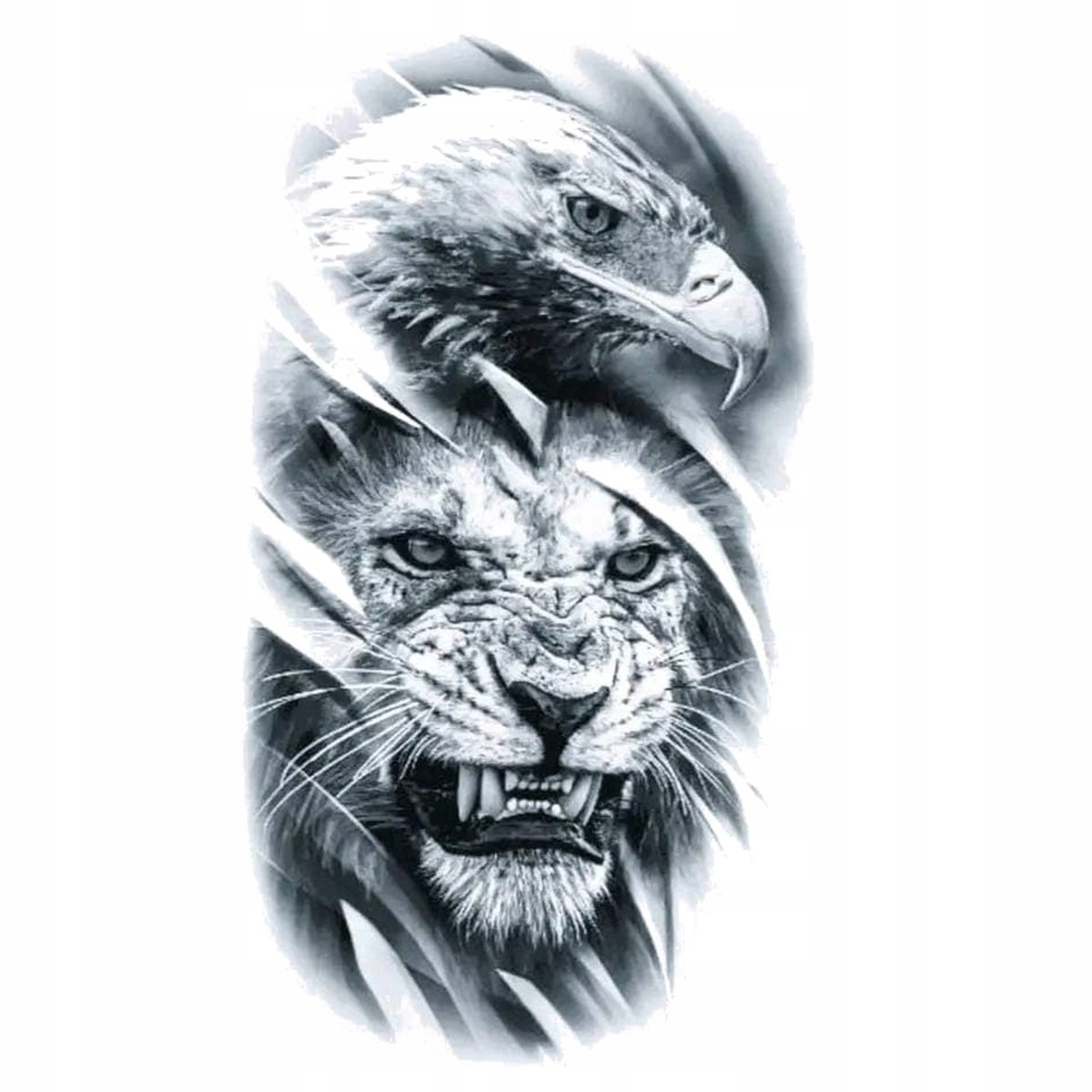 TATUAŻ ORZEŁ TYGRYS GROŹNY ZMYWALNY TYMCZASOWY WODNY