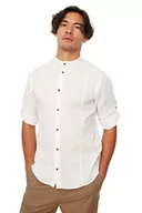 Koszule męskie - Trendyol Męska koszula White Judge Collar Bengalin Kuplu Super Slim Fit, L - miniaturka - grafika 1