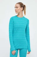 Bielizna sportowa damska - Icebreaker longsleeve funkcyjny Merino 260 Vertex kolor turkusowy - miniaturka - grafika 1