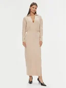 Sukienki - Patrizia Pepe Sukienka dzianinowa 2A2618/K139-B778 Beżowy Regular Fit - miniaturka - grafika 1