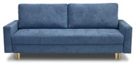 Sofy i kanapy - Sofa rozkładana ALEX, sofa z funkcją spania i podstawą do spania, sofa rozkładana na drewnianych nóżkach, sofa z teksturowanej tkaniny, sofa rozkładana w kolorze: niebieski - miniaturka - grafika 1