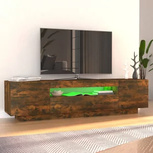 Lumarko Szafka pod TV z oświetleniem LED, przydymiony dąb, 160x35x40 cm - Szafki RTV - miniaturka - grafika 4
