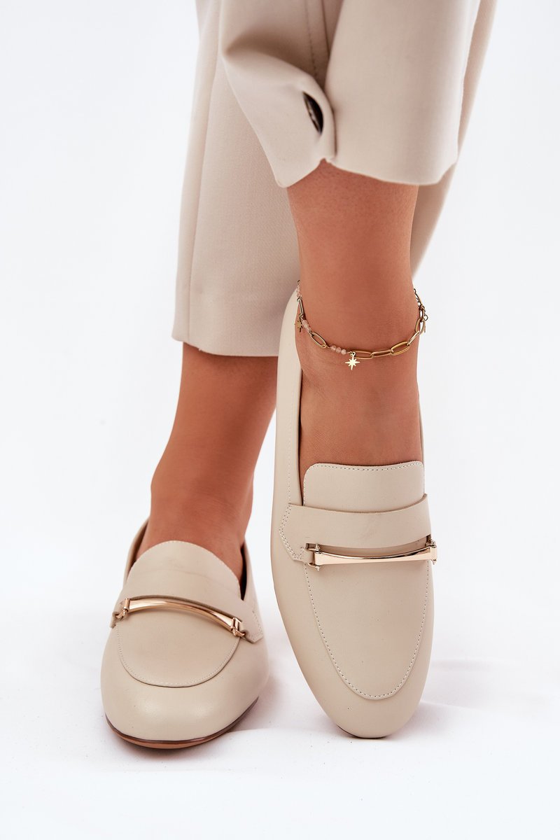 Skórzane Półbuty Mokasyny Damskie Maciejka K6809-04 Beżowe-41