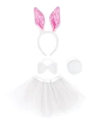 Dodatki do strojów karnawałowych - STRÓJ KRÓLIK KRÓLICZEK PLUSZOWA OPASKA Z USZAMI OGON MUSZKA + TUTU - miniaturka - grafika 1
