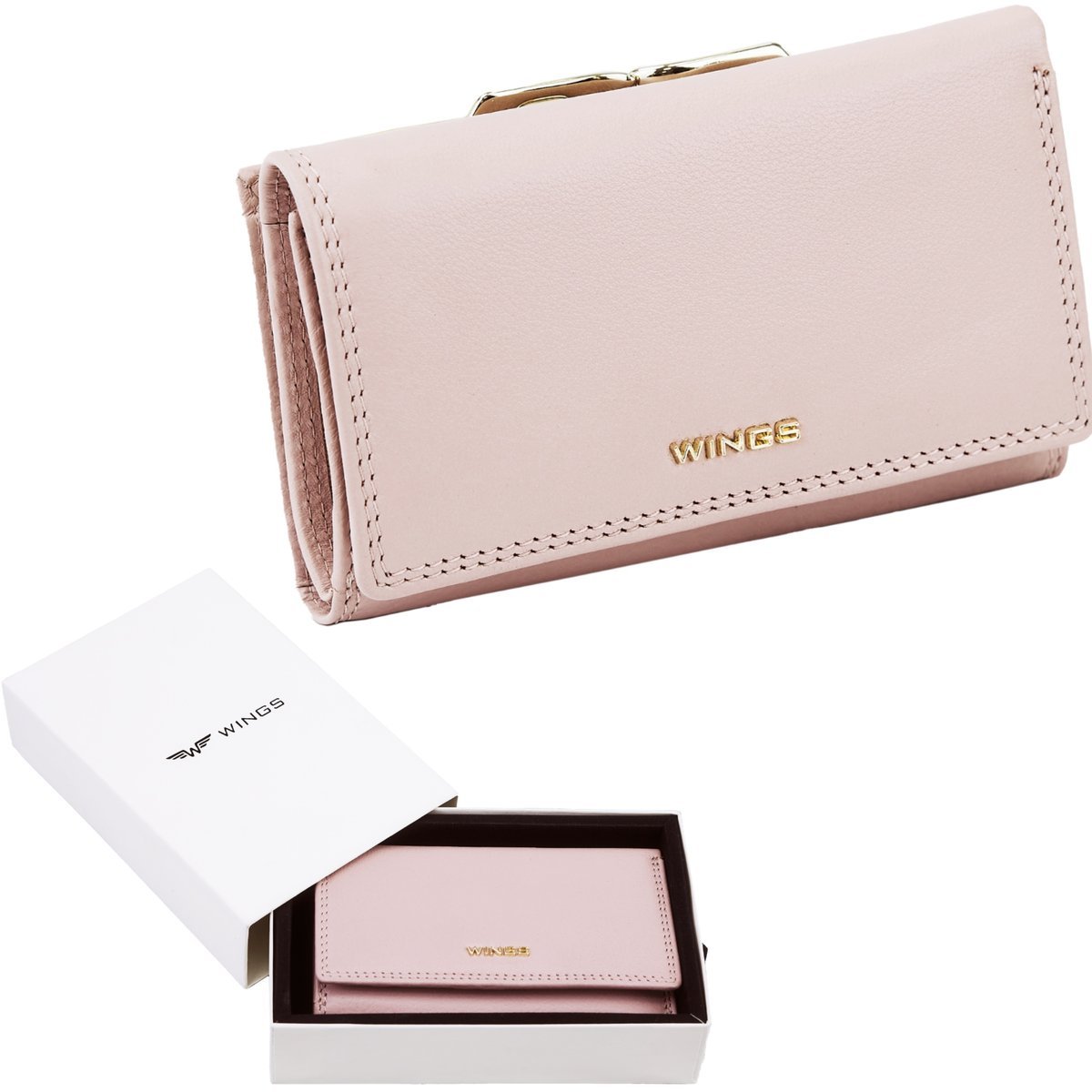 Portfel damski skórzany WINGS RFID duży pojemny kieszeń karty monety bilon