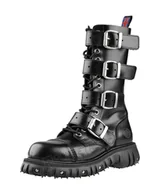 Botki męskie - glany NEVERMIND - CZARNE (14 dziurek + 4 klamry) polerowane-41 - miniaturka - grafika 1