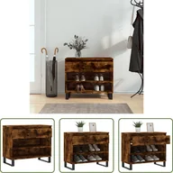 Szafki na buty - The Living Store Stojak na buty dąb wędzony 70x36x60 cm materiał drewnopochodny - miniaturka - grafika 1