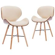 Krzesła - vidaXL Krzesła jadalniane, 2 szt., kremowe, ekoskóra i gięte drewno - miniaturka - grafika 1