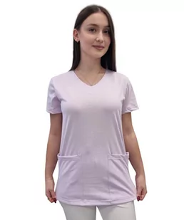 Bluza medyczna jasny fiolet elastyczna bawełna roz. 4XL - Bluzy damskie - miniaturka - grafika 1