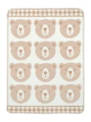 Koce i narzuty dla dzieci - Koc dziecięcy 75x100 2165/1 Duże misie beżowy bawełniany akrylowy wykończony szydełkiem LC - miniaturka - grafika 1