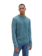 Swetry męskie - TOM TAILOR sweter męski, 34173 - Deep Pond Green White Core, L - miniaturka - grafika 1