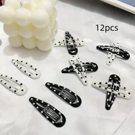 Ozdoby do włosów - TEMU 12 szt. Stopowe Spinki do Włosów - Akcesoria, Mieszane Kolory (Czarny/Biały), Antypoślizgowe do Grzywki, Koków i Stylizacji, Trwałe Spinki do - miniaturka - grafika 1