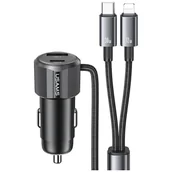 Ładowarki samochodowe - Ładowarka samochodowa USAMS YT Series CC287 66W 1xUSB-A 1xUSB-C + kabel 2w1 USB-C/Lightning tarnish - miniaturka - grafika 1