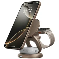 Ładowarki do telefonów - Ładowarka indukcyjna Bazic Gomag Gyre składna z obrotową bazą 3w1 15W Fast Charging złoty - miniaturka - grafika 1