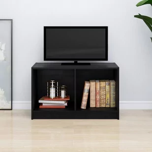 Lumarko Szafka pod TV, czarna, 70x33x42 cm, drewno sosnowe - Szafki RTV - miniaturka - grafika 1