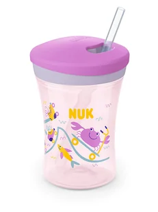 NUK Kubek "Action Cup" w kolorze jasnoróżowo-fioletowym do nauki picia - 230 ml - Butelki dla niemowląt - miniaturka - grafika 1