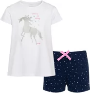 Piżamy dla dziewczynek - Piżama z krótkim rękawem dla dziewczynki, z jednorożcem, z napisem niemożliwe nie istnieje, biała, 2-8 lat - miniaturka - grafika 1