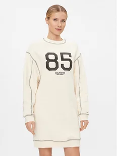 Tommy Hilfiger Sukienka dzianinowa Varsity 85 WW0WW40614 Beżowy Relaxed Fit - Sukienki - miniaturka - grafika 1