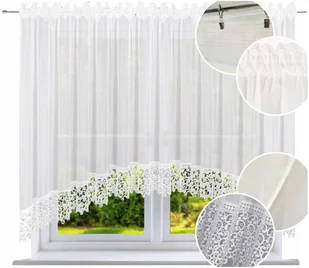 Firana gotowa w ŁUK z gipiurą 150 x 200cm BIAŁA - Firany - miniaturka - grafika 1