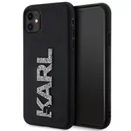 Etui i futerały do telefonów - Karl Lagerfeld KLHCN613DMBKCK iPhone 11 / Xr 6.1" czarny/black hardcase 3D Rubber Glitter Logo - miniaturka - grafika 1