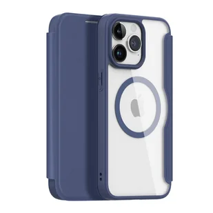 Etui iPhone 15 Pro magnetyczny pokrowiec MagSafe z klapką Dux Ducis Skin X Pro - niebieskie - Etui i futerały do telefonów - miniaturka - grafika 1