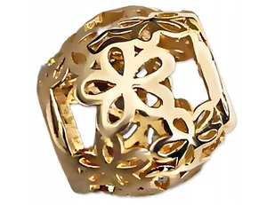 Złota przywieszka 585 beads kuleczka w kwiaty 14kt ażurowa zawieszka do bransoletki - Bransoletki - miniaturka - grafika 1