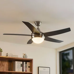 Wentylator sufitowy Lindby z oświetleniem Auraya, cichy, stalowy - Wentylatory sufitowe - miniaturka - grafika 1