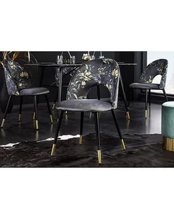 MIA home Krzesło Pret-A-Porter w Kwiaty Dark Grey - Krzesła - miniaturka - grafika 1