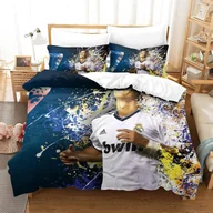 Pościel dla dzieci - Dziecięca piłka nożna Cristiano Ronaldo Komplet pościeli Szykowna pościel Kwiat wiśni Zestaw poszewek na kołdrę dla dziewczynek CR7 Drukowana posze... - miniaturka - grafika 1