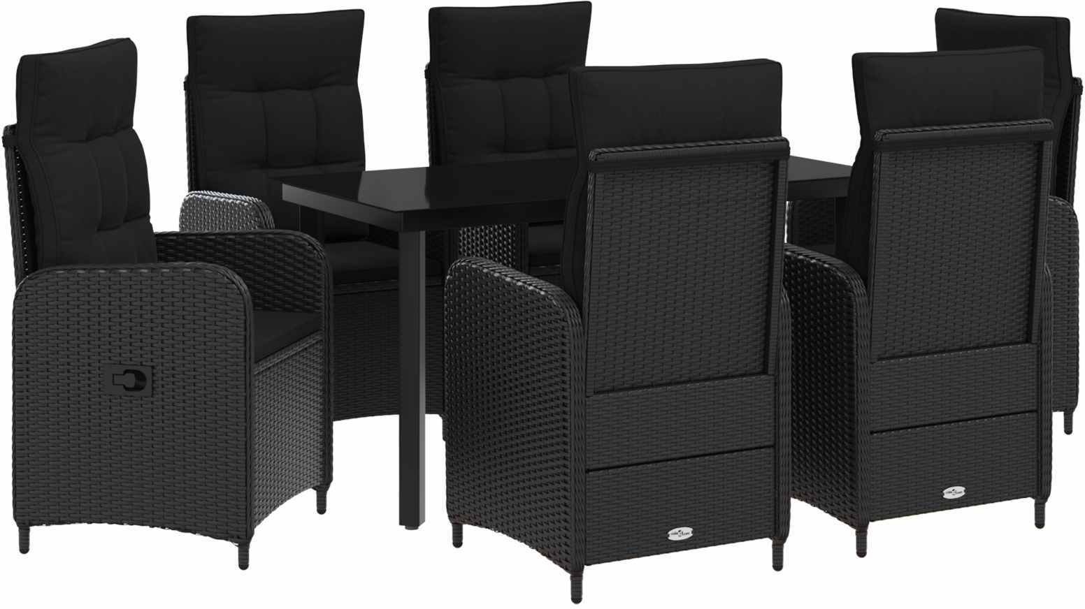 vidaXL Zestaw stolików kawowych z poduszką z poduszką 7 pcs Czarny 3422479