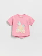 Bluzki dla niemowląt - Reserved - Bawełniany t-shirt z aplikacją - różowy - miniaturka - grafika 1