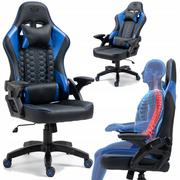 Fotele gamingowe - Fotel GAMINGOWY Krzesło Obrotowe KRAKEN FEYTON czarny niebieski - miniaturka - grafika 1