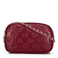 Torebki damskie - Damska crossbody ze skóry na łańcuszku bordowa - miniaturka - grafika 1