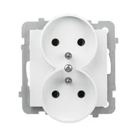 Gniazdka elektryczne - LEDart podwójne z uziemieniem, bez ramki - Ospel As GP-2GRZ/m/00, kolor biały, 16A/250V - miniaturka - grafika 1